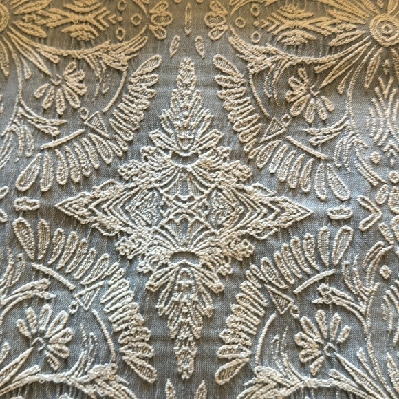 XS Halogen embroidered short sleeve blue and white, detailed zipper back dress - Picture 13 of 15